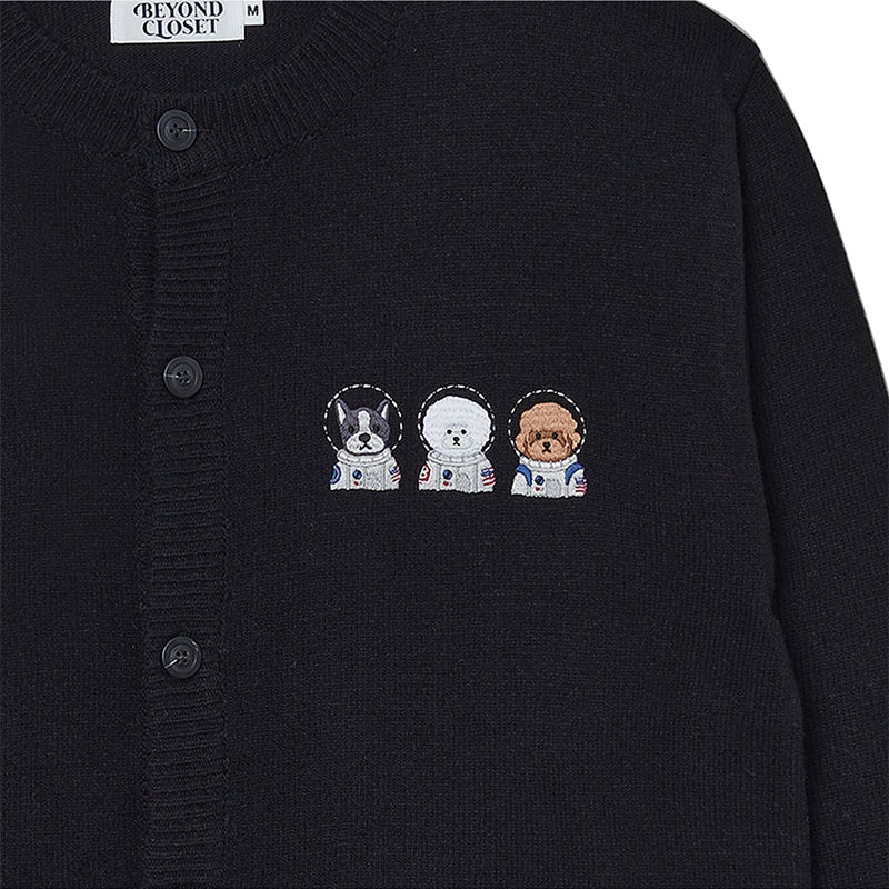 Beyond Closet - Apollo Collection Crew Logo Round Knit Cardigan