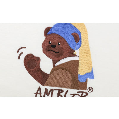 Ambler - Bear With Pearl Earring Overfit Hoodie Sweatshirt