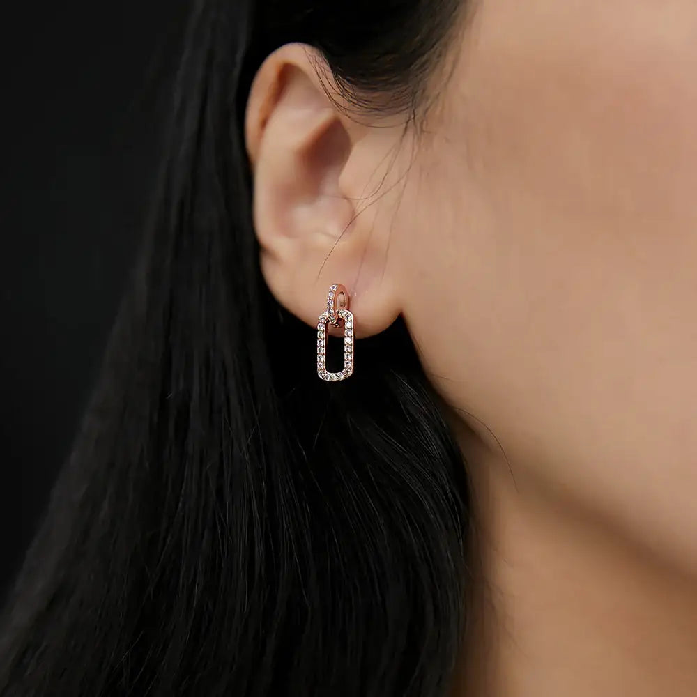 OST - Full Stone One-Touch Square Earrings - OST - Jewelry - Harumio