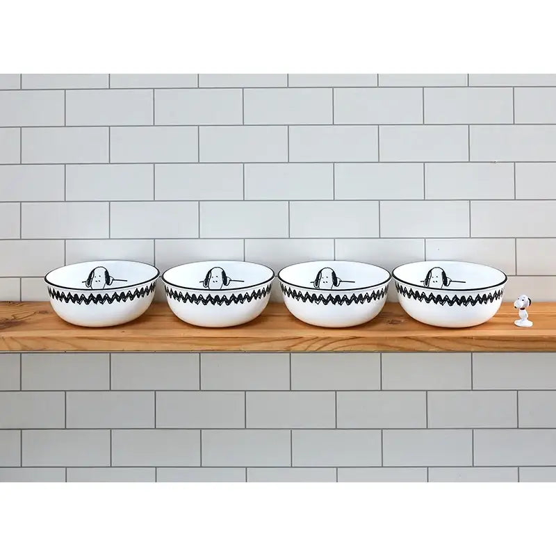 Corelle x Peanuts - Snoopy and Charlie - Soup Bowl 4P Set - Modern House - Tableware - Harumio