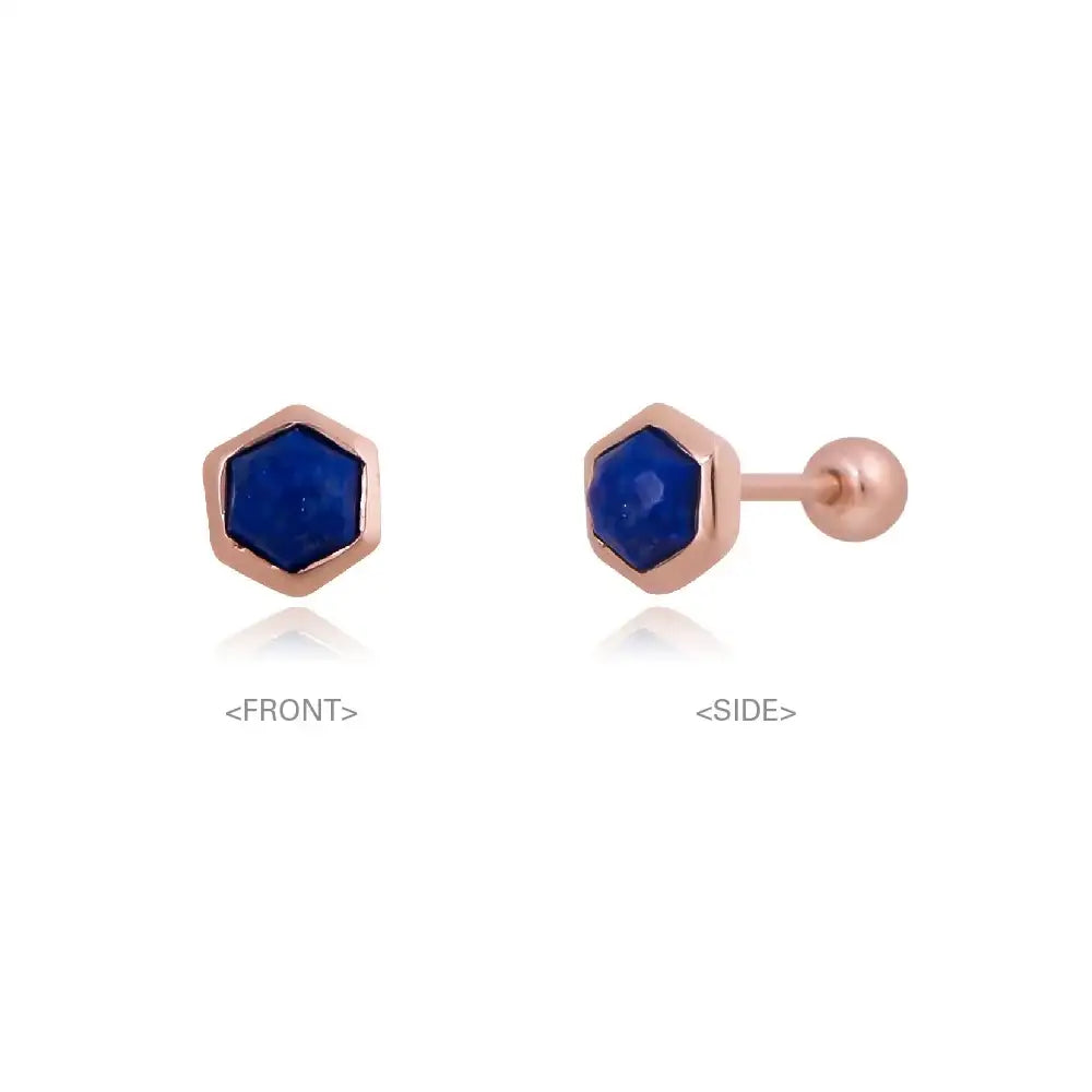 CLUE - Wish Spell Natural Stone Hexagon Silver Piercing - CLUE - Jewelry - Harumio