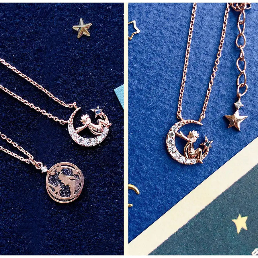Le Petit Prince x OST - Le Petit Prince with The Moonlight Rose Gold Necklace - OST - Accessories, Jewelry - Harumio