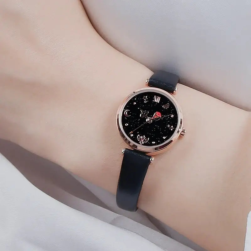 Saint Tail x Clue - Starry Sky Saint Leather Watch - Black - CLUE - Jewelry - Harumio