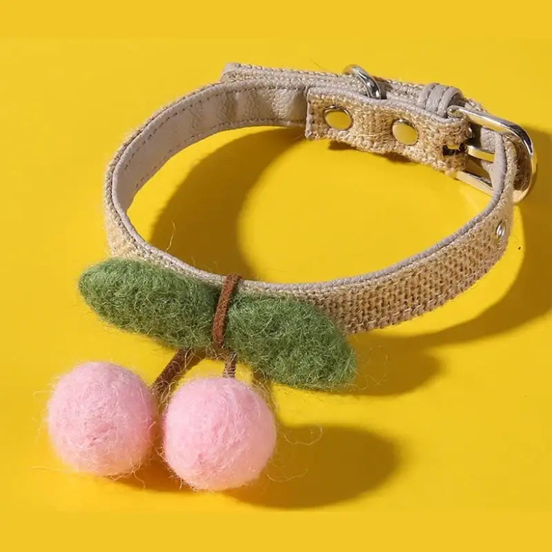 Yog!ssw - Pet Pink Cherry Drop Necklace - Jungle Monster - Pet Accessories - Harumio