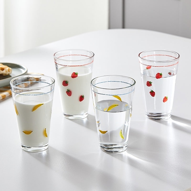 Korean ON - Strawberry Banana Glass Cup 4P Set