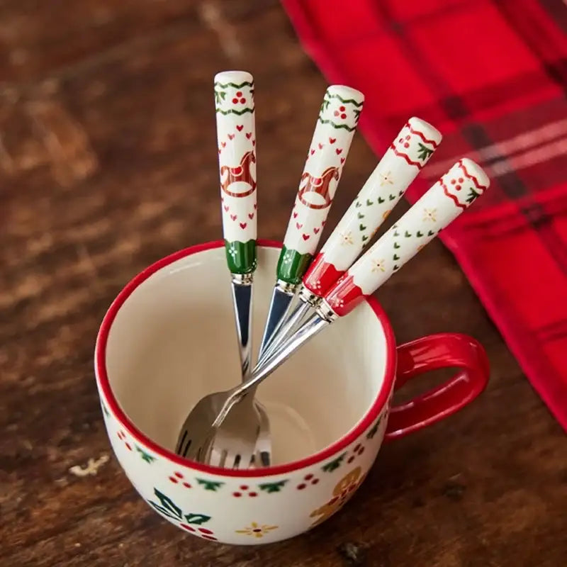 Korean Christmas Village - Tea Fork 4P Set - Modern House - Cutlery - Harumio