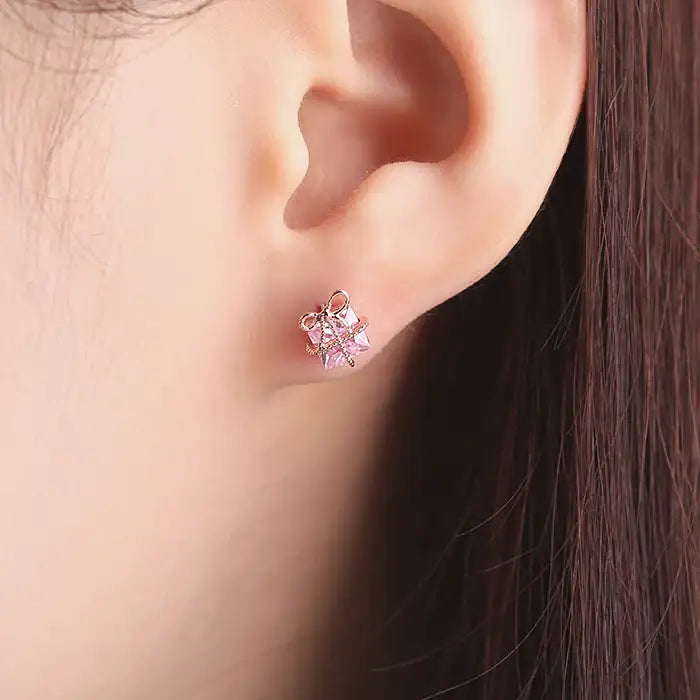 OST - Winter Gift Box Rose Gold Ear Pierce Set - OST - Jewelry - Harumio