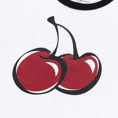 Kirsh - Big Cherry Ringer T-Shirt - White