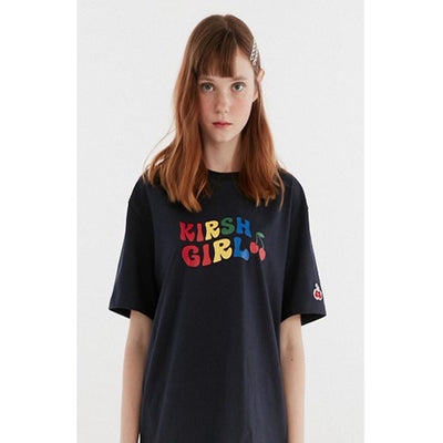 Kirsh - Short Sleeved Kirsh Girl Rainbow T-Shirt - Navy