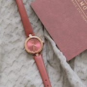 OST - Women Striking Maroon Leather Watch - OST - Watch - Harumio