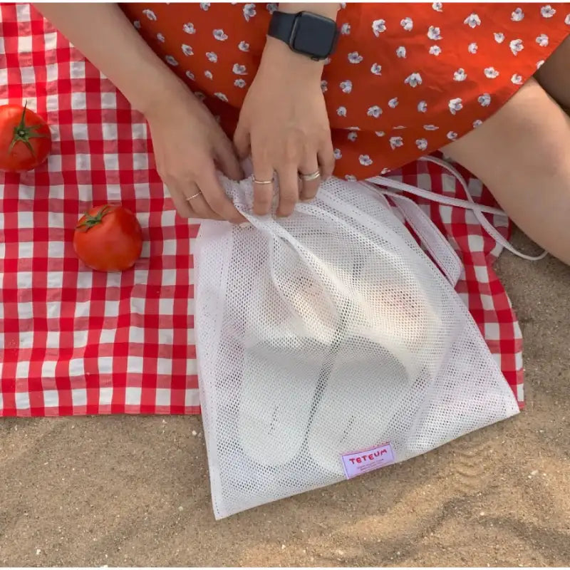 Teteum - Red Point Mesh Bag - Teteum - Bags - Harumio