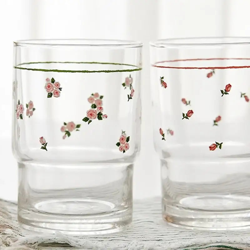 Korean L Rose in the Spring - Glass Cup 4P SET - Modern House - Glass Cup - Harumio