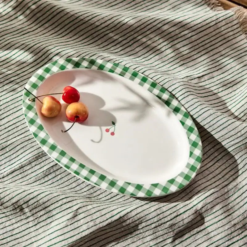 Korean Picnic Day - Oval Dinner Plate - Modern House - Kitchenware - Harumio
