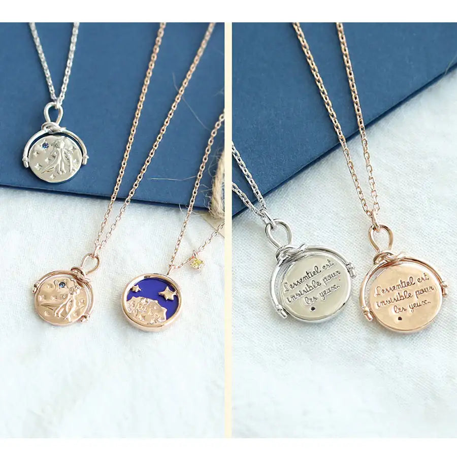 Le Petit Prince x OST - Double-sided Planet Rose Gold Coin Necklace - OST - Accessories, Jewelry - Harumio