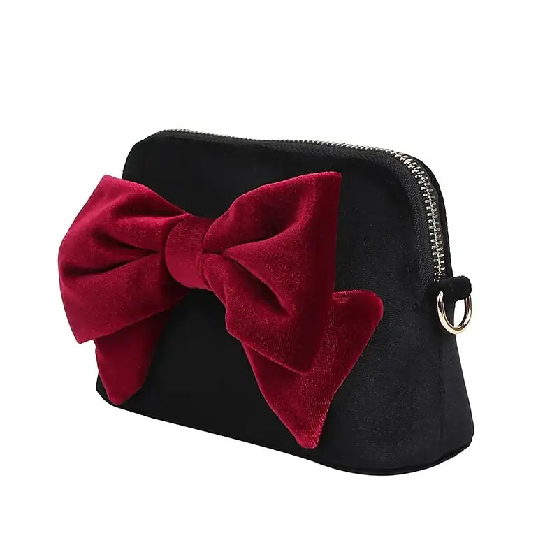 Saint Tail x Clue - Saint Velvet Ribbon Black Pouch - CLUE - Pouch - Harumio