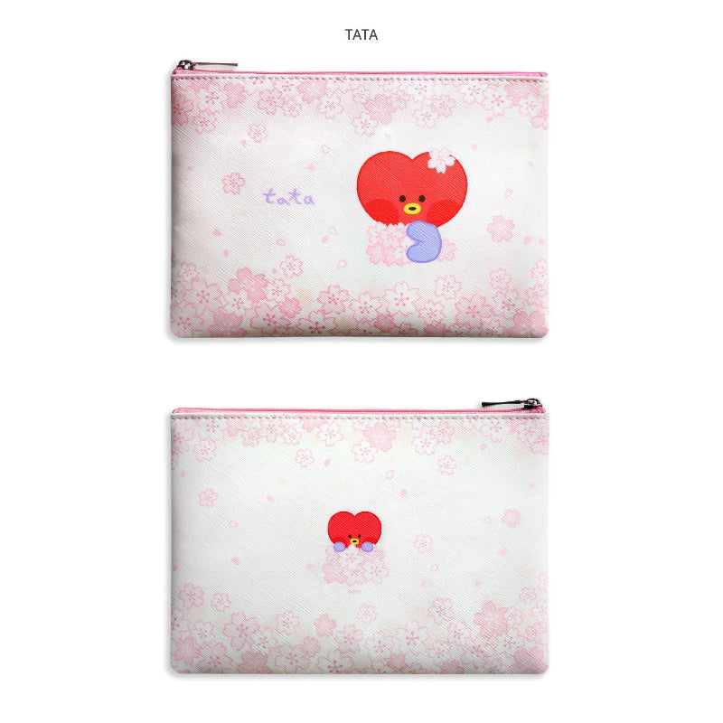 Monopoly x BT21 - Minini Flat PU Pouch - Cherry Blossom