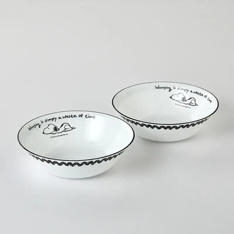 Corelle x Peanuts - Snoopy and Charlie - Noodle Bowl 2P Set - Modern House - Tableware - Harumio