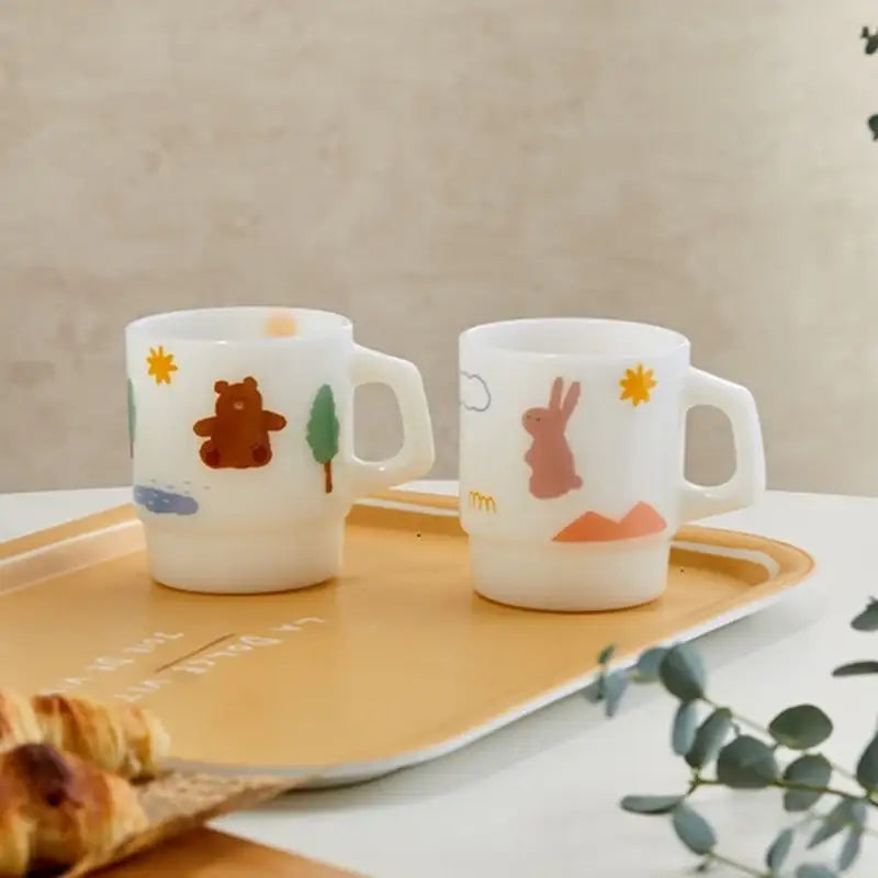 Korean Little Buddy - Milk Glass Mug - Modern House - Mugs - Harumio