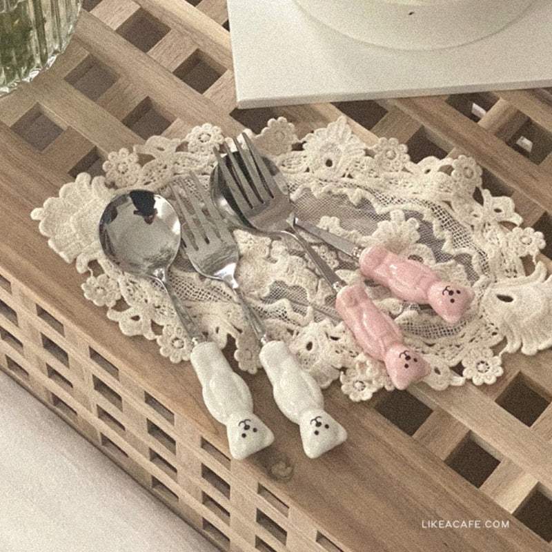 Like A Cafe - Vintage Teddy Bear Cutlery - Like A Cafe - Home & Living - Harumio
