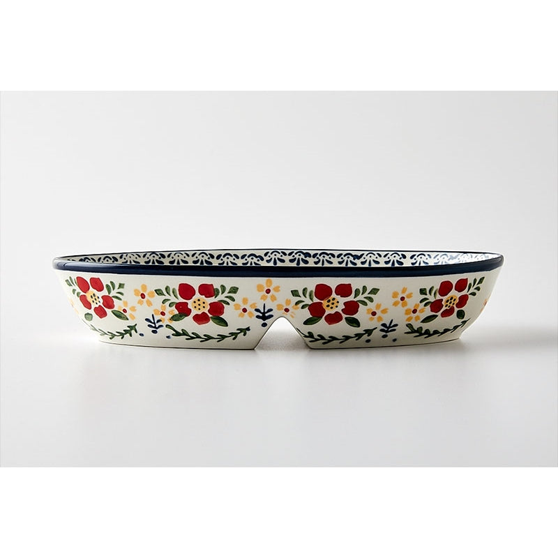 Korean Fatima - Oval Two Compartment Plate