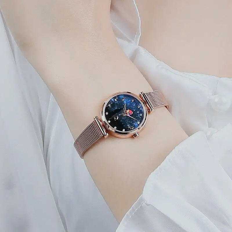Saint Tail x Clue - Aurora Illusion Stick Rose Gold Mesh Watch - CLUE - Jewelry - Harumio
