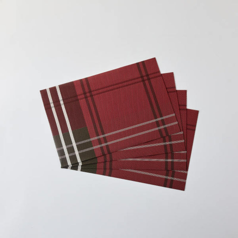 Korean Red Check - Table Mat 4P Set
