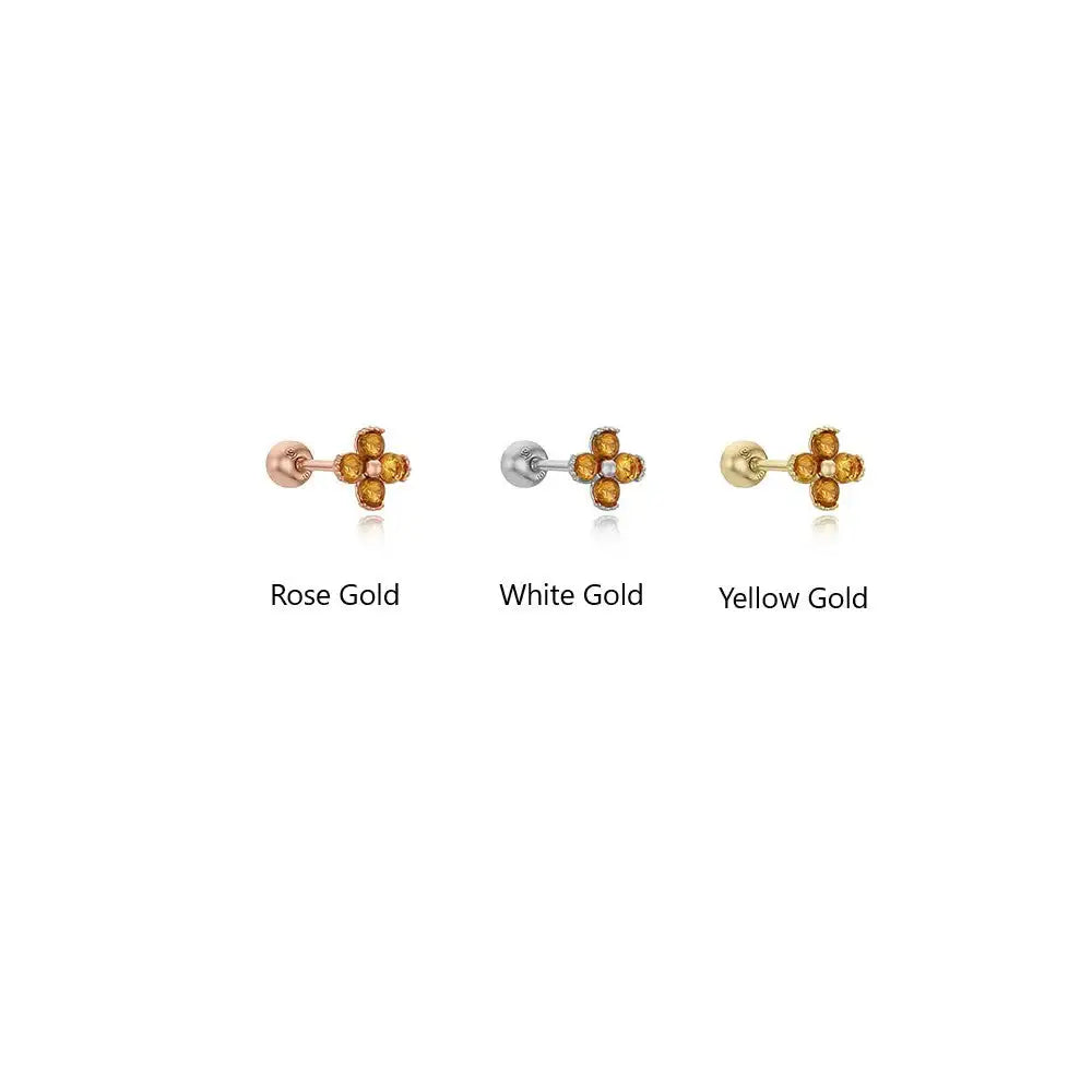 CLUE - Blossom 14K White Gold Ear Pierce (Birthstone) - CLUE - Jewelry - Harumio