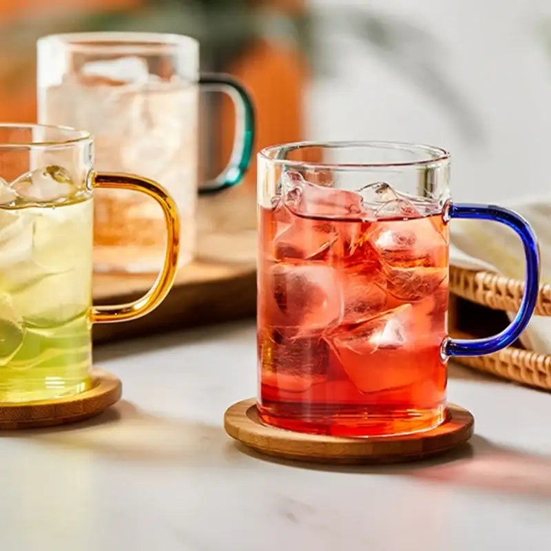 Korean ON - Daily Color Handle Heat Resistant Glass Mug 4P Set - Modern House - Kitchenware - Harumio