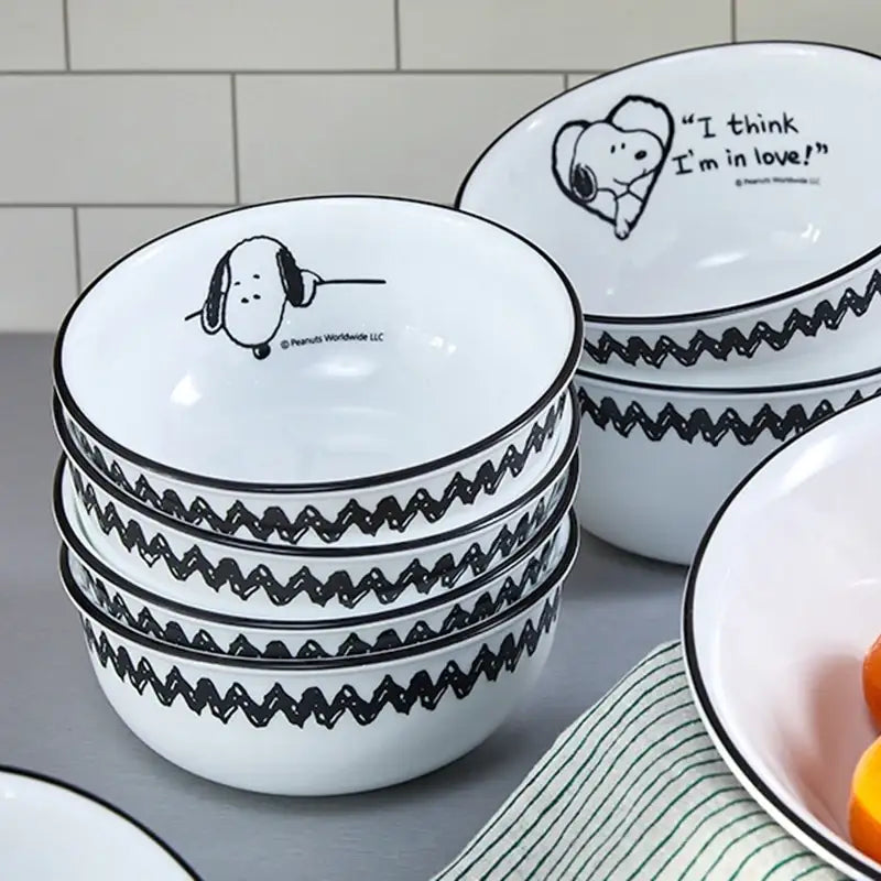 Corelle x Peanuts - Snoopy and Charlie - Soup Bowl 4P Set - Modern House - Tableware - Harumio