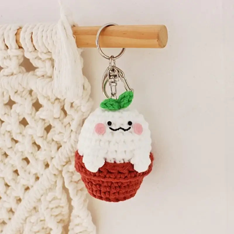 Ikmyeong - Flower Pot Hand-Knitted Bag Ring - Ikmyeong Shop - Keyrings - Harumio