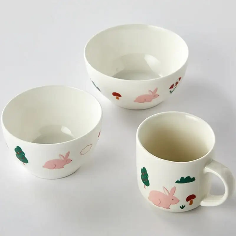 Korean My Rabbit - Kids Tableware 3P Set - Modern House - Tableware Set - Harumio