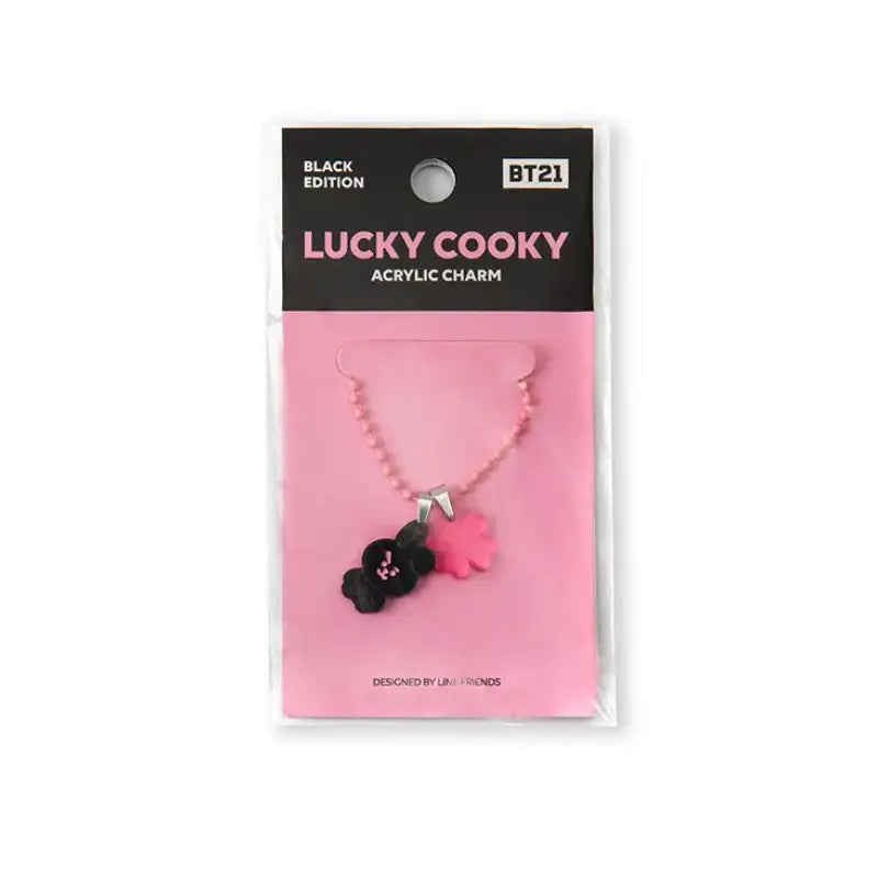 BT21 - Lucky Cooky Acrylic Charm - Black Edition - Line Friends - Keyring - Harumio