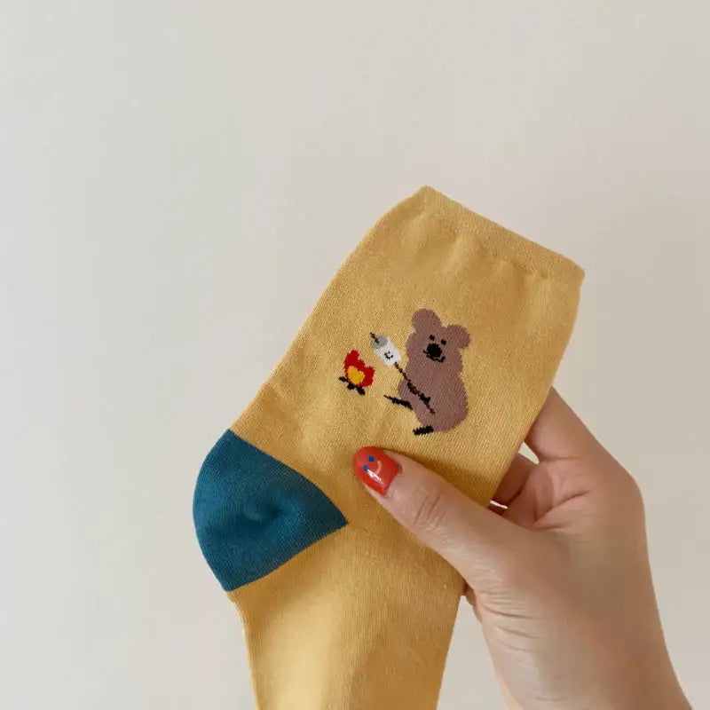 Dinotaeng - S'more Yellow Socks - Dinotaeng - Socks - Harumio
