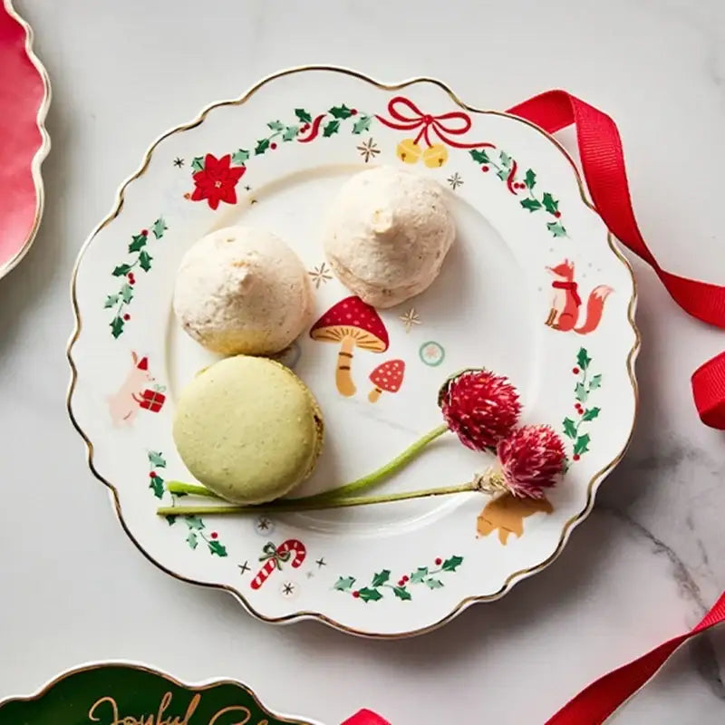 Korean Winter Story - Scallop Gold Rim Round Dessert Plate 4P Set - Modern House - Plates - Harumio