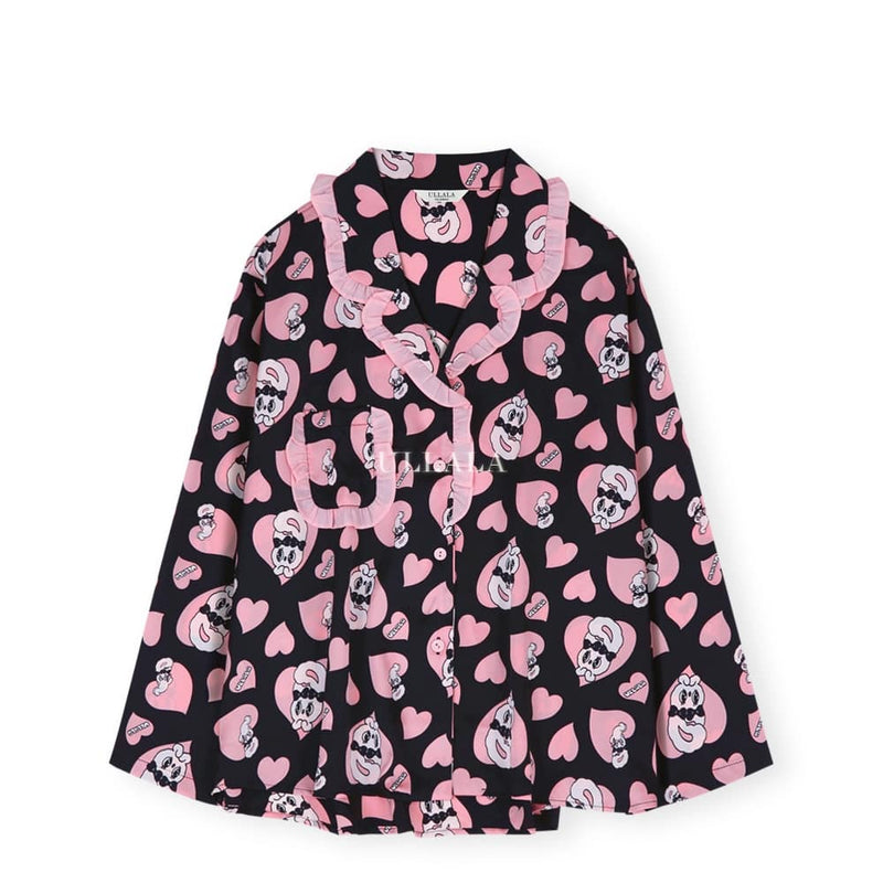 Esther Bunny x Ullala - Chic Bunny Long Sleeve Black Pajamas Set