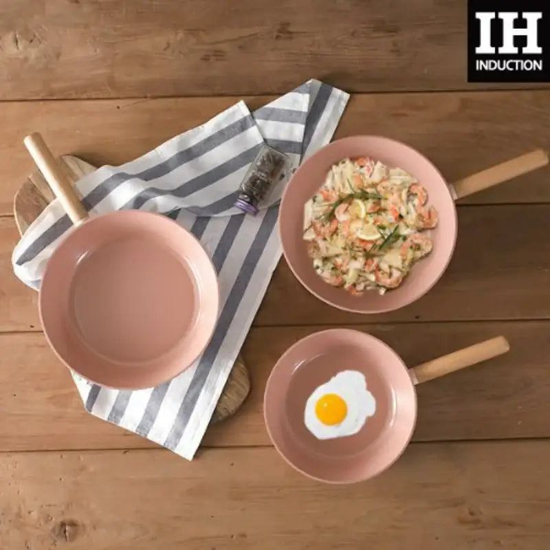 Neoflam - Classic Wood Pan Set Of 3 - Neoflam - Frying Pan - Harumio