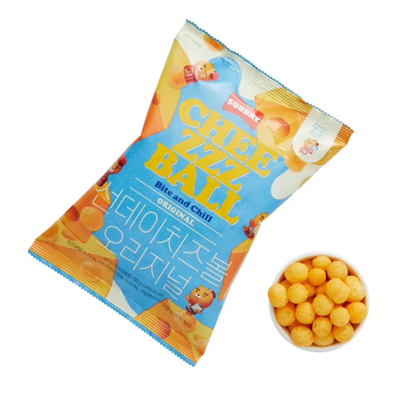 Kakao Friends - Ryan Sunday Cheezzz Ball (80g Packet) - Kakao Friends - Food - Harumio