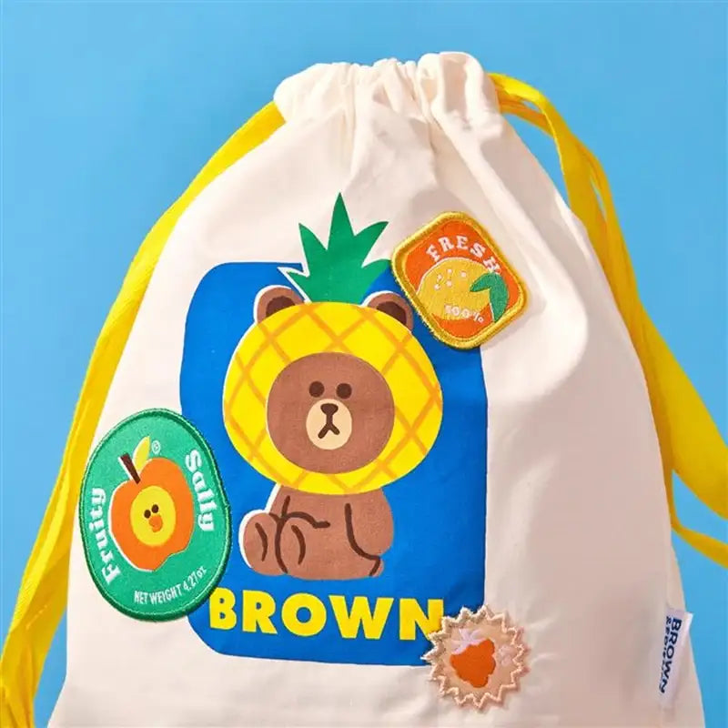 Line Friends - Brown Sally Fruity String Pouch - Line Friends - Pouch - Harumio