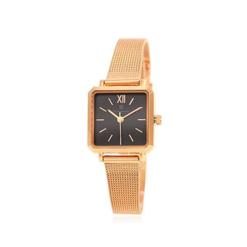 OST - Dreams and Luck Square Black Rose Gold Women's Mesh Watch