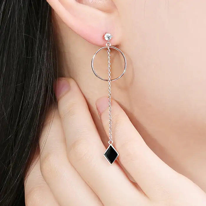 OST - Square Pearl Point Long Clutch Earrings - OST - Jewelry - Harumio
