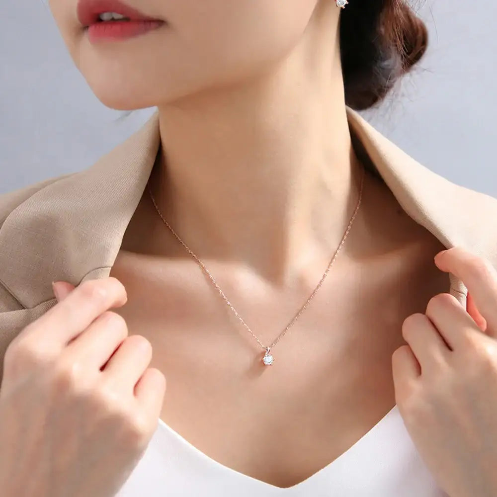 OST - Prong Setting Simulated Diamond Necklace - OST - Jewelry - Harumio