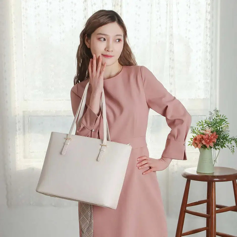 CLUE - Silver Point Ivory Big Shopper Bag - CLUE - Bag - Harumio