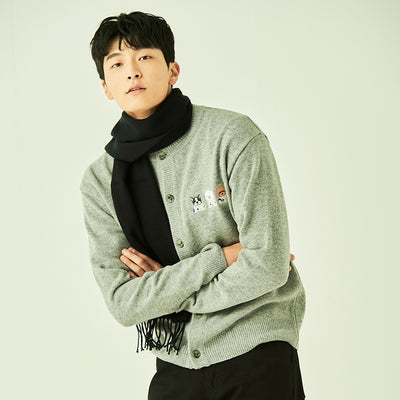 Beyond Closet - Apollo Collection Crew Logo Round Knit Cardigan