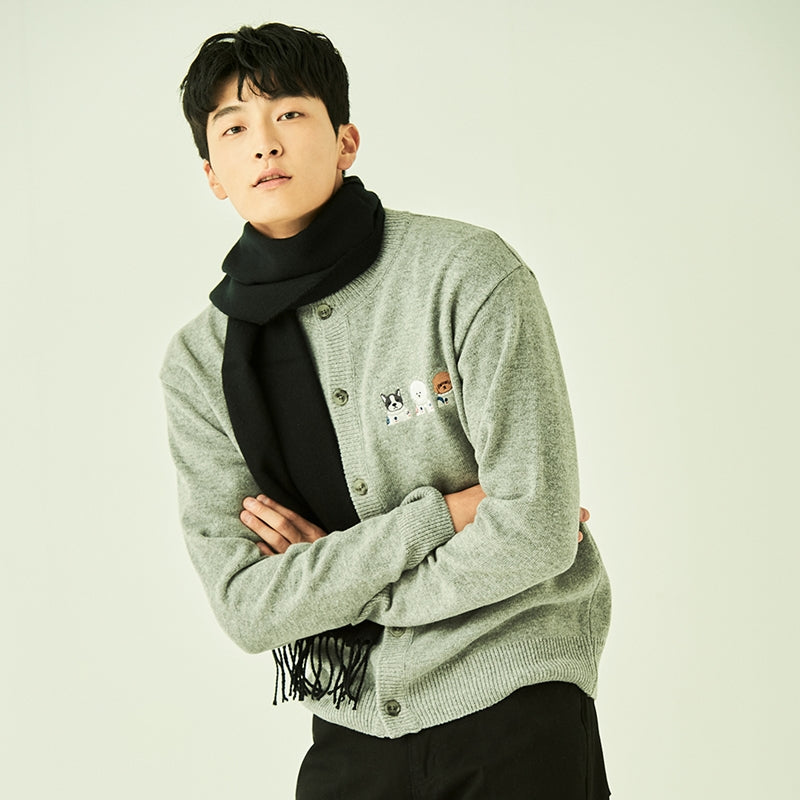Beyond Closet - Apollo Collection Crew Logo Round Knit Cardigan
