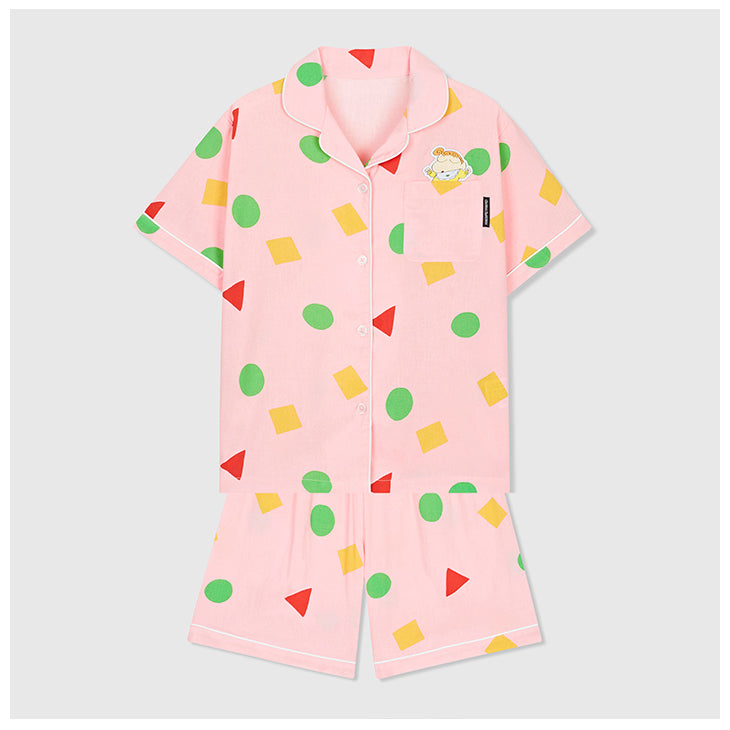 SPAO x Crayon Shin-chan - Kids Short Sleeve Pajamas Set (Pink)