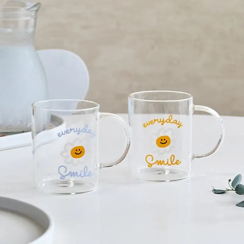 Korean ON Smile - Heat Resistant Glass Mug 2P Set - Modern House - Mug - Harumio