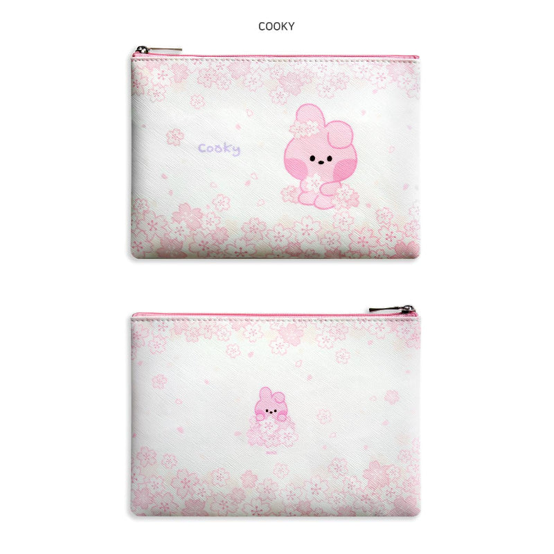 Monopoly x BT21 - Minini Flat PU Pouch - Cherry Blossom