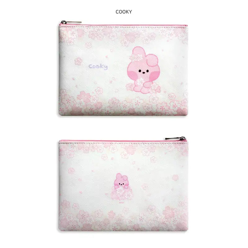 Monopoly x BT21 - Minini Flat PU Pouch - Cherry Blossom - Monopoly - Pouch - Harumio