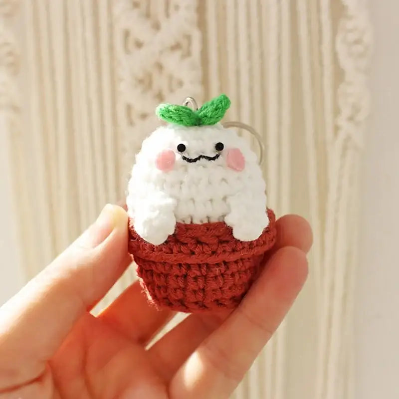 Ikmyeong - Flower Pot Hand-Knitted Bag Ring - Ikmyeong Shop - Keyrings - Harumio