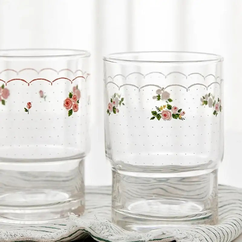 Korean L Rose in the Spring - Glass Cup 4P SET - Modern House - Glass Cup - Harumio